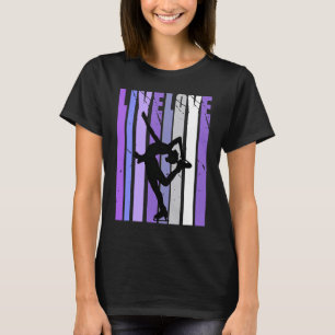 Pink Retro Love Ice Skating Birthday Retro Vintage T-Shirt