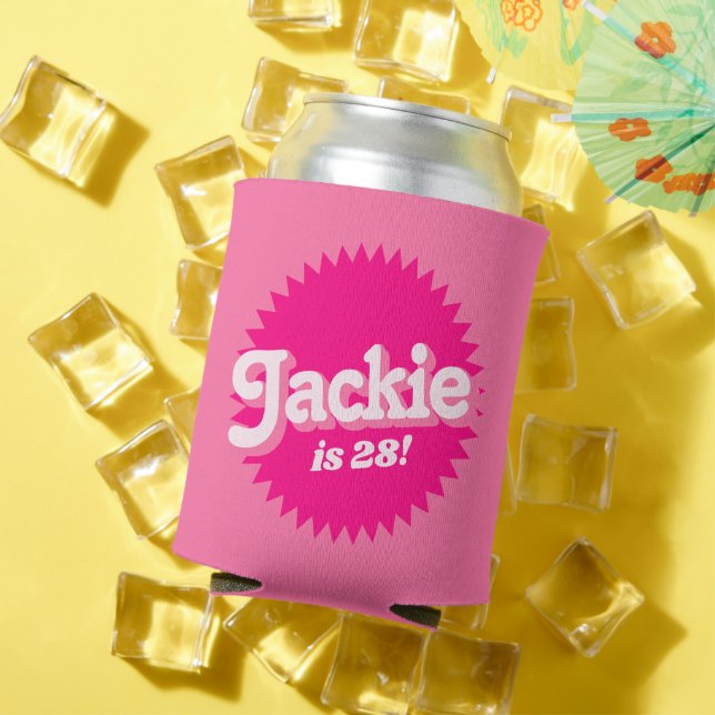 Pink Retro Malibu Seal | Birthday Can Cooler (In Situ Summer)