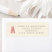 Pink Retro Monogram Initial Return Address