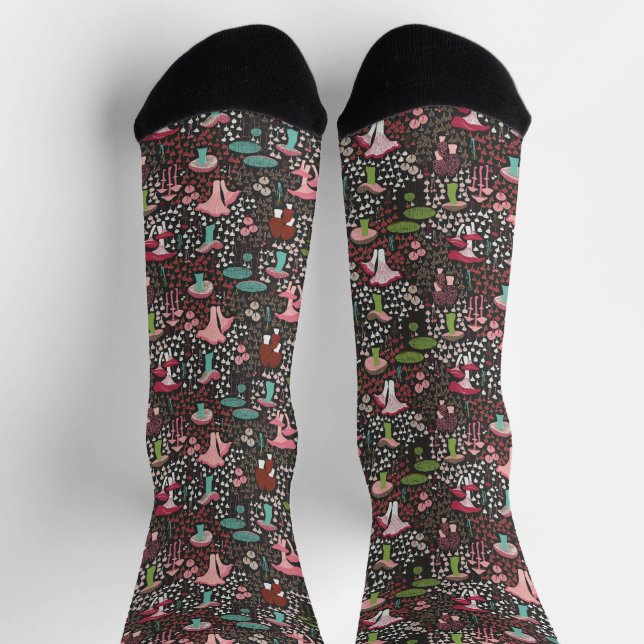 Pink Retro Mushroom Socks (Top)