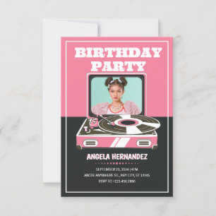 Pink retro music  invitation