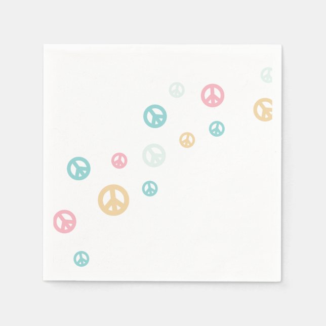 Pink Retro peace sign birthday Napkin (Front)