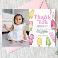 Pink Retro Popsicle Custom Picture Birthday Party