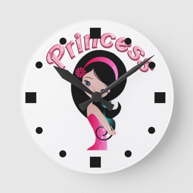 Pink Retro Princess Wall Clock (Front)