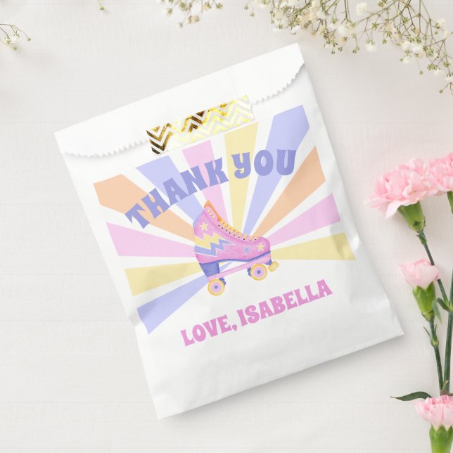 Pink Retro Roller Skate Favour Bags (Sealed)