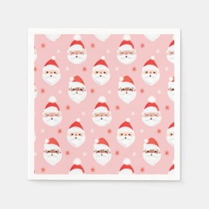 Pink Retro Santa Clause Wrapping Paper Napkin