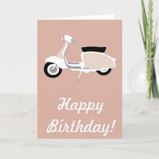 Pink Retro Scooter Birthday Card