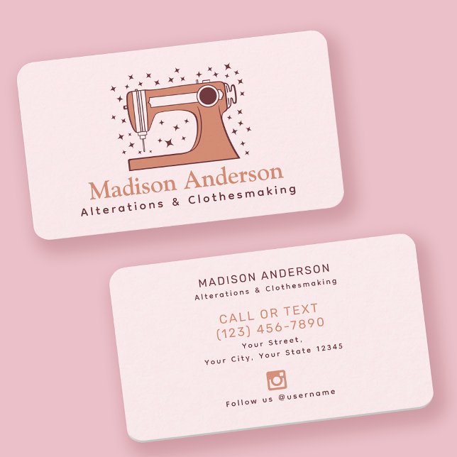 Pink Retro Sewing Machine Seamstress Business Card (Creator Uploaded)