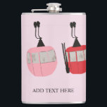 Pink Retro Ski Lift Gondola Skiing Skier Hip Flask<br><div class="desc">Modern ski themed gift for him and her. Retro ski lift gondola illustration pattern for skier. Apres ski skiing themed home decor and gifts.</div>