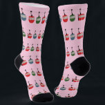 Pink Retro Ski Lift Gondola Winter Skiers Socks<br><div class="desc">Modern ski themed gift for him and her. Retro ski lift gondola illustration pattern for skier. Skiing,  skier,  skis,  snowboard,  snowboarding themed home decor and gifts.</div>