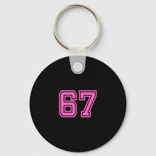 Pink Retro Sports Team Number #67 Key Ring