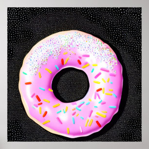 Pink Retro Sprinkle Doughnut Poster