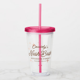 Pink Retro Stars Nash Bash Bachelorette Acrylic Tumbler