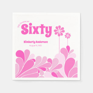Pink Retro Still Groovy 60 Birthday Party Napkins