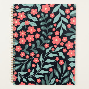 Pink retro style blooming flowers in Nordic style Planner