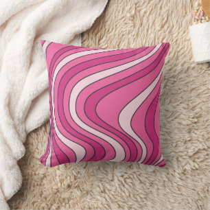 Pink retro style waves cushion