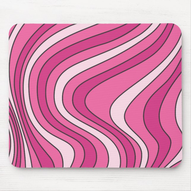 Pink retro style waves mouse mat (Front)