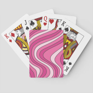 Pink retro style waves playing cards