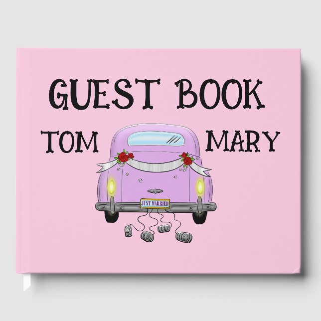 PINK RETRO STYLISH WEDDING Guest Book (Front)