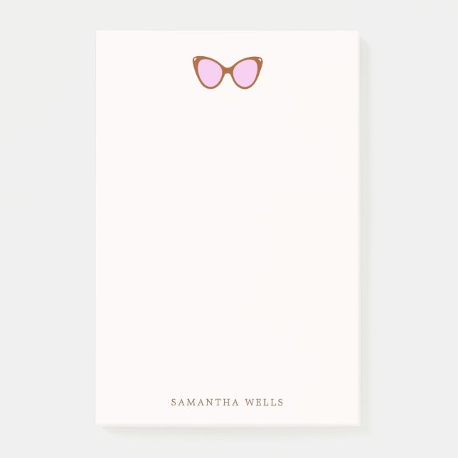  Pink Retro Sunglasses Personalised  Post-it Notes (Front)