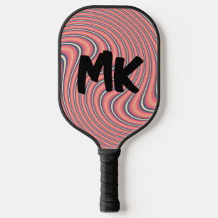 PINK RETRO SWIRL MONOGRAM CUSTOM  PICKLEBALL PADDLE