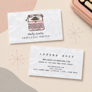 Pink Retro Typewriter Writer Business Card