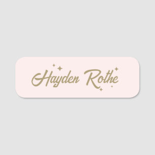 Pink Retro Typography  Name Tag