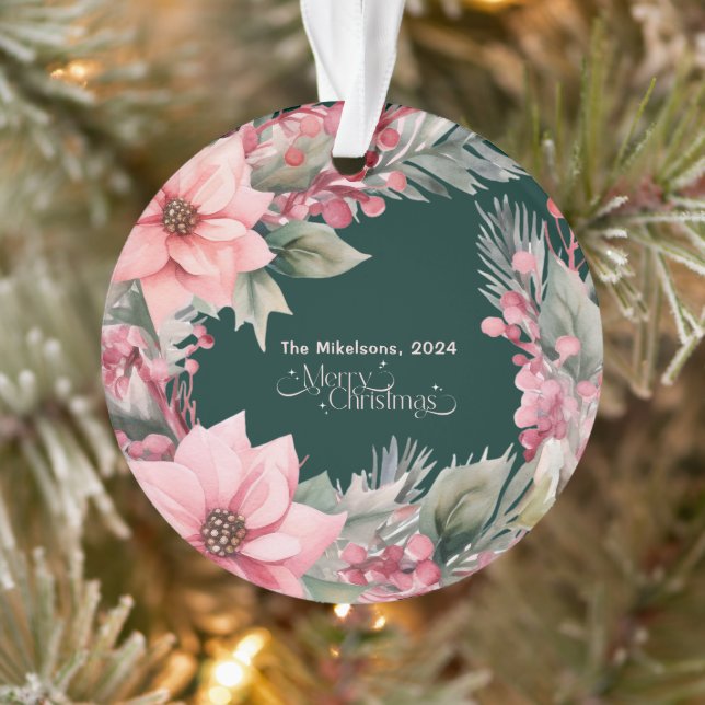Pink Retro Vintage Christmas Ornament (Tree)