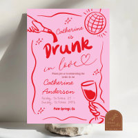 Pink Retro Vintage Drunk in Love Bachelorette 