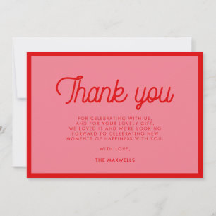 Pink Retro vintage script Baby shower Thank You Card