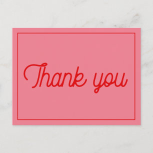 Pink Retro vintage script Baby shower Thank you Postcard