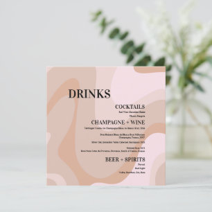 Pink Retro Wave Wedding Drinks Bar Menu Card