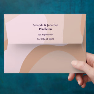 Pink Retro Wave Wedding Envelope Pre-addressed