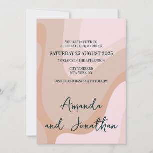 Pink Retro Wave Wedding Invitation
