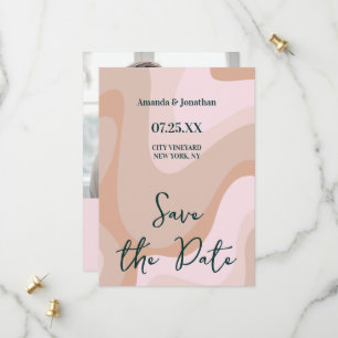 Pink Retro Wave Wedding Save The Date