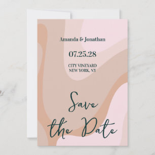 Pink Retro Wave Wedding Save the Date  Invitation