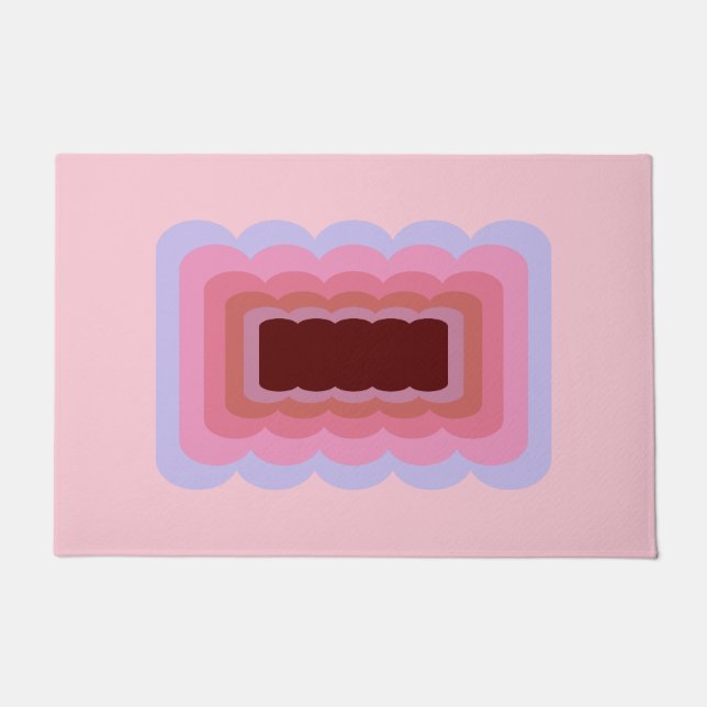 Pink Retro Wavy Abstract Doormat (Front)
