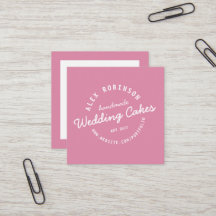 Pink retro wedding cake bakery business card