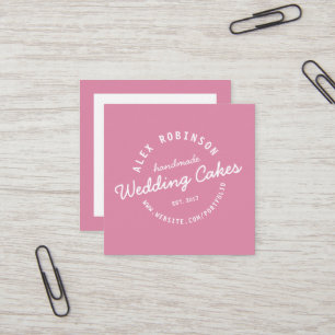 Pink retro wedding cake bakery business card