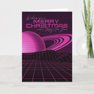 Pink Retrowave Christmas Card