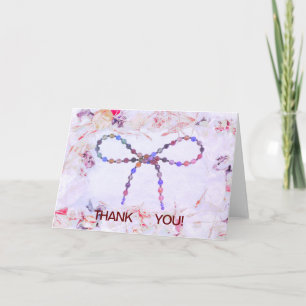 PINK RHINESTONES WITH A BOW Folded Thank You Card
