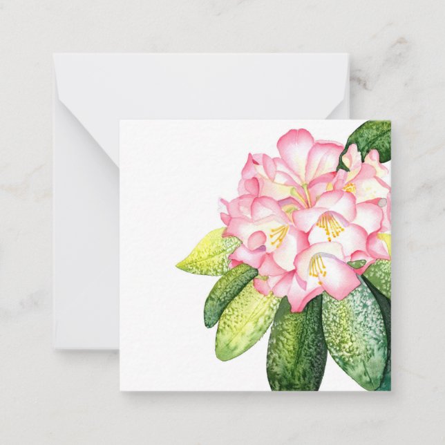 'Pink Rhod' Watercolor Card (Front)