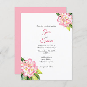 'Pink Rhod' Watercolor Invitation