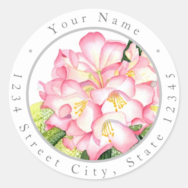 'Pink Rhod' Watercolor Labels (Front)