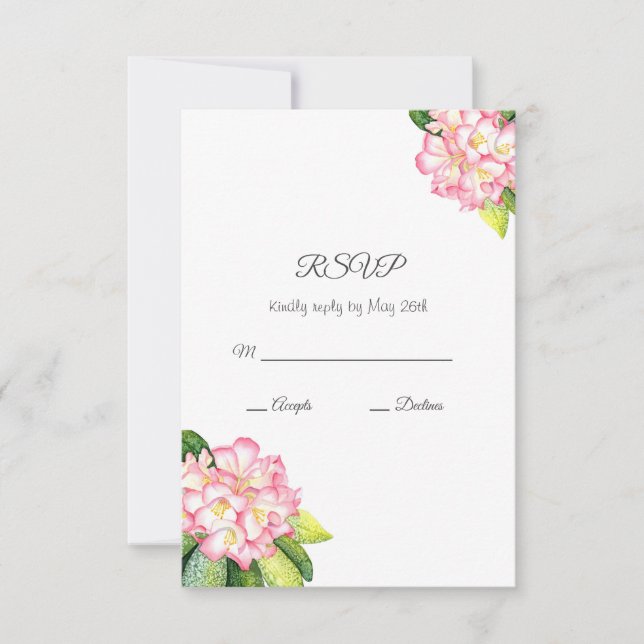 'Pink Rhod' Watercolor RSVP Card (Front)