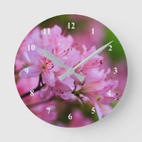 Pink Rhododendron Acrylic wall clock