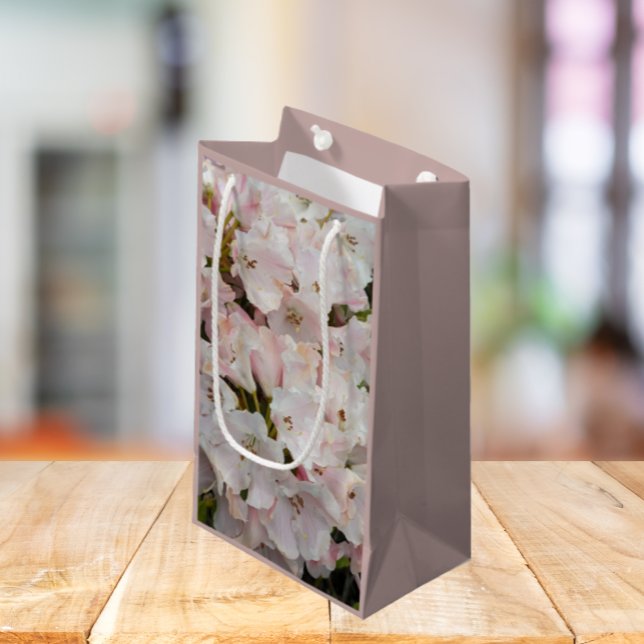 Pink Rhododendron Blooms Floral Small Gift Bag (In Situ)