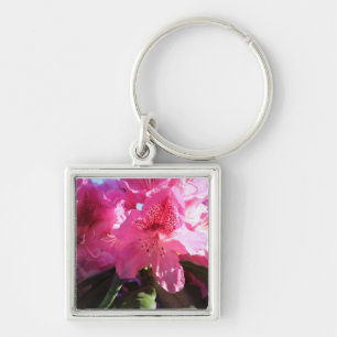 pink rhododendron flowers key ring