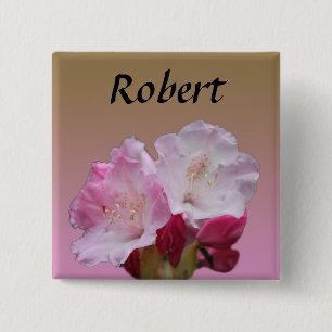 pink rhododendron flowers name button