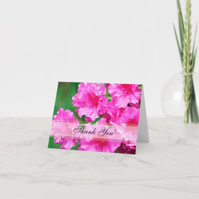 Pink Rhododendron Flowers Thank You (Front)